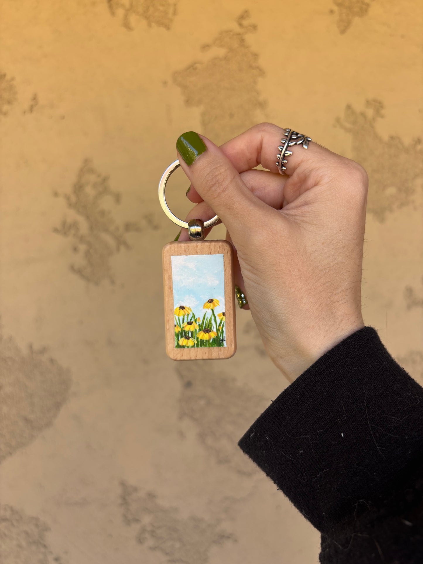 Wooden Keychain - Sunflower Dream