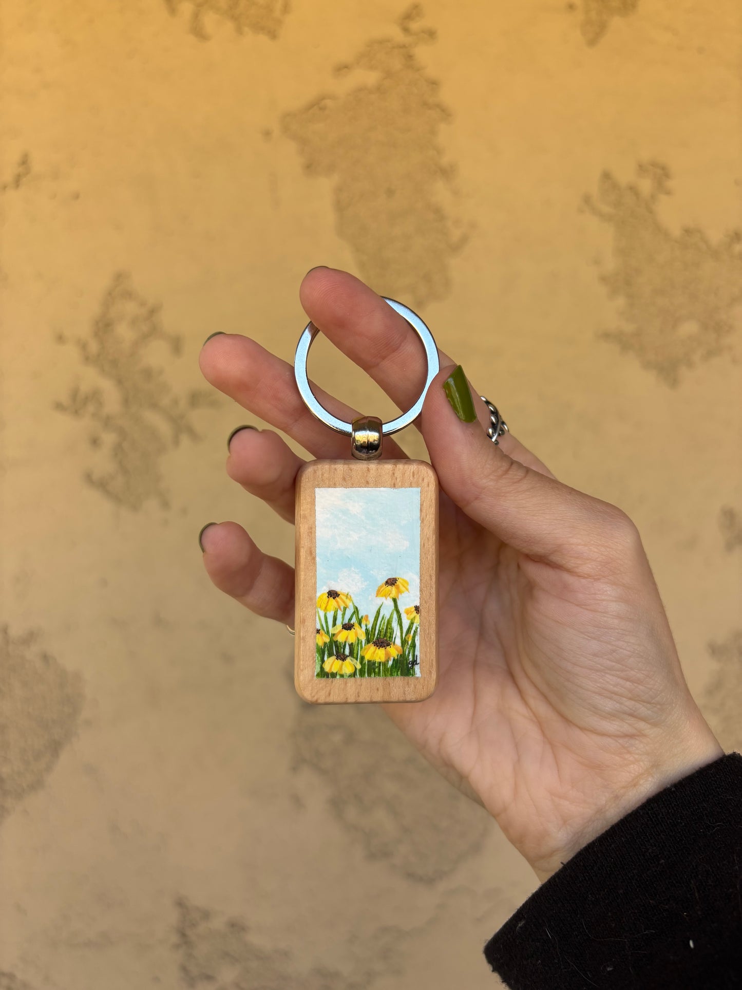 Wooden Keychain - Sunflower Dream