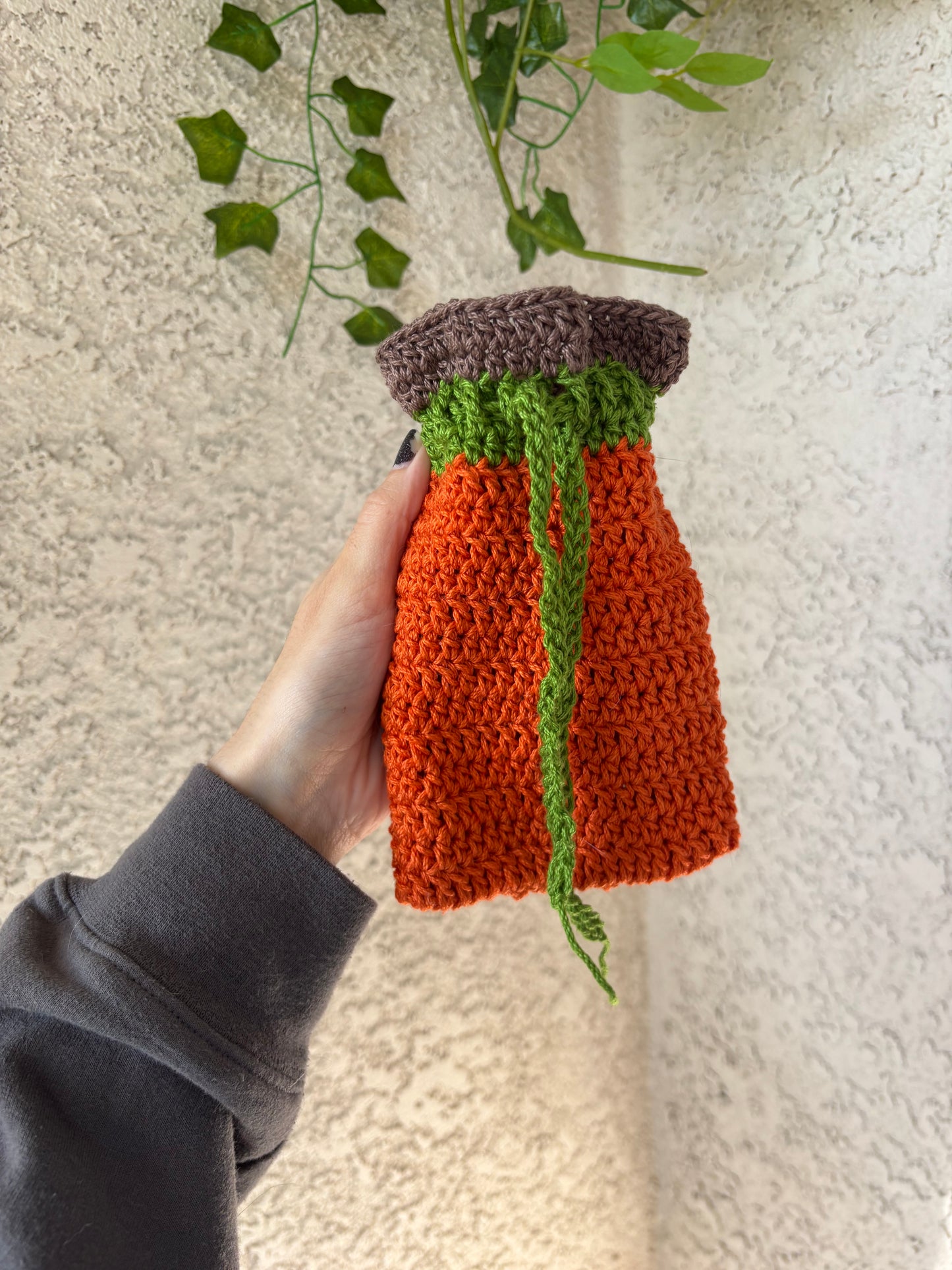 Pumpkin Drawstring Pouch - Crochet