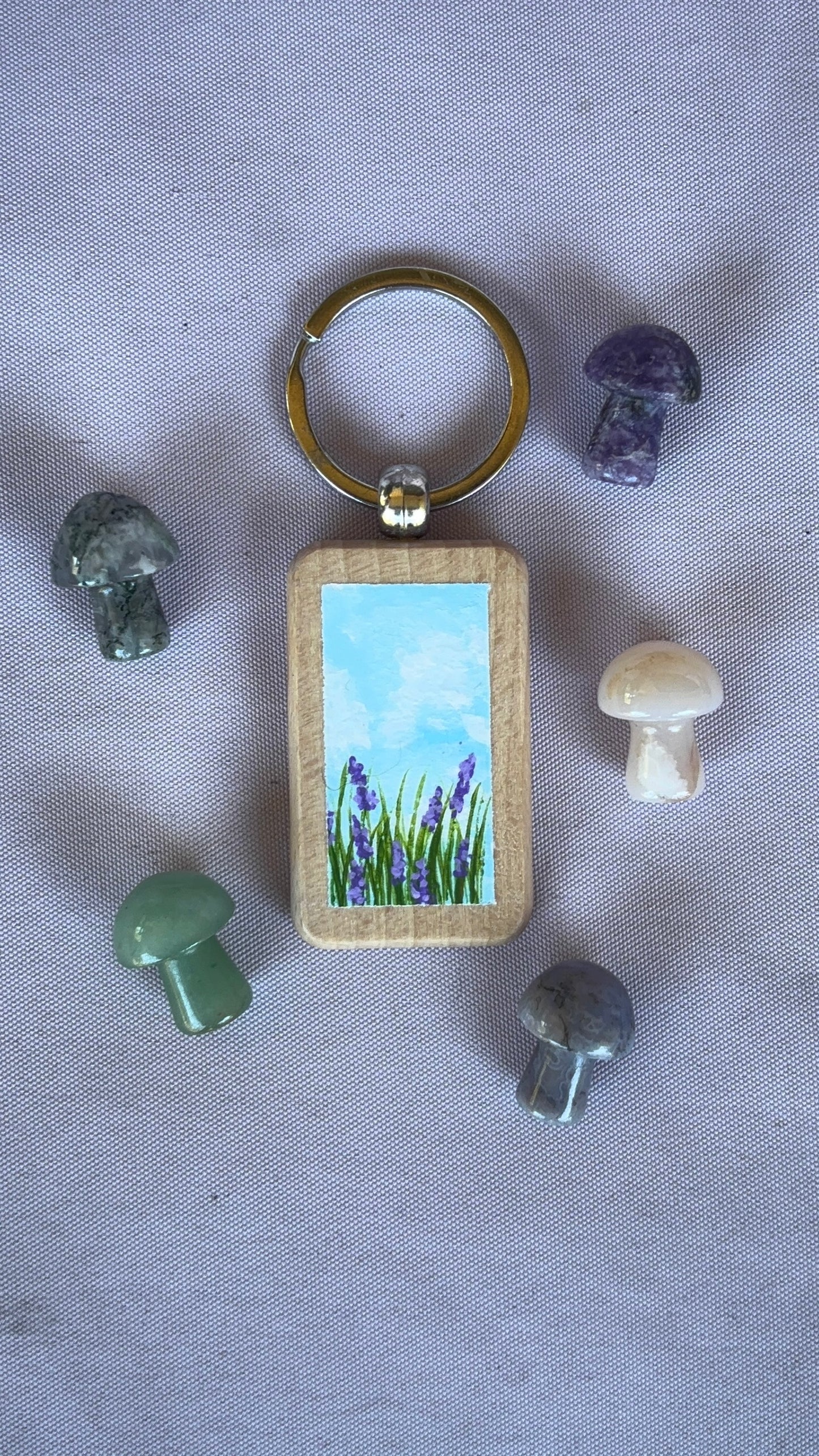 Wooden Keychain - Wild Lavender