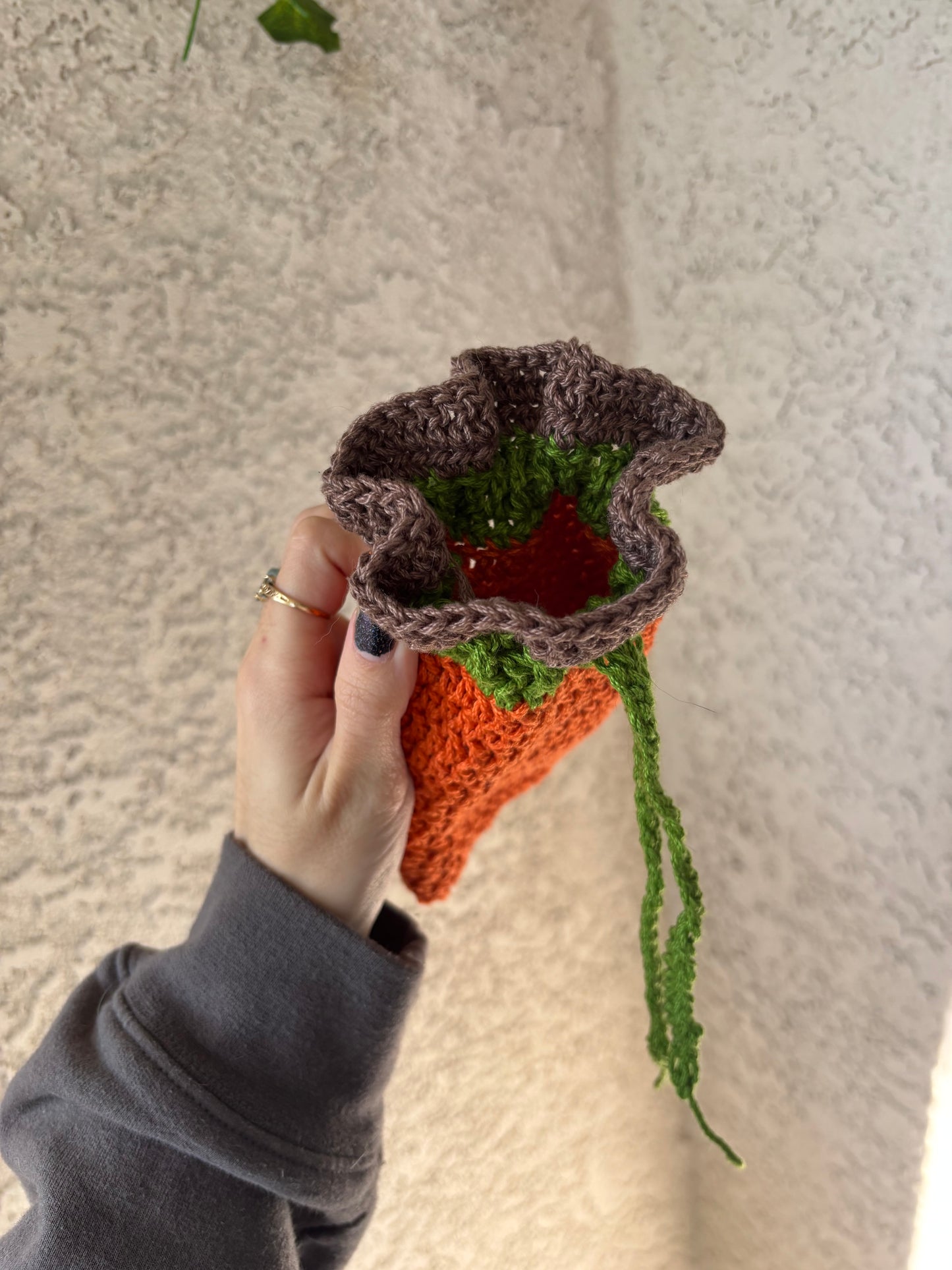 Pumpkin Drawstring Pouch - Crochet