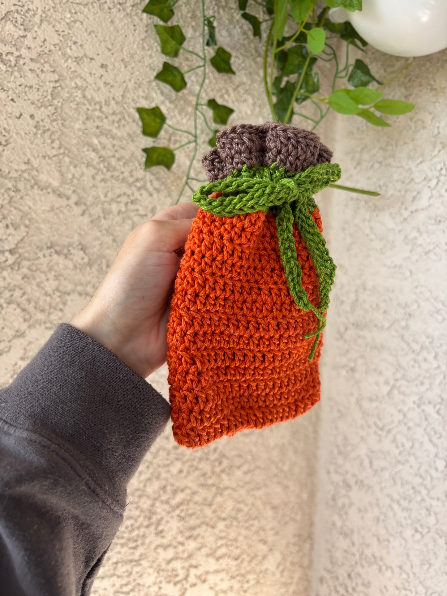 Pumpkin Drawstring Pouch - Crochet