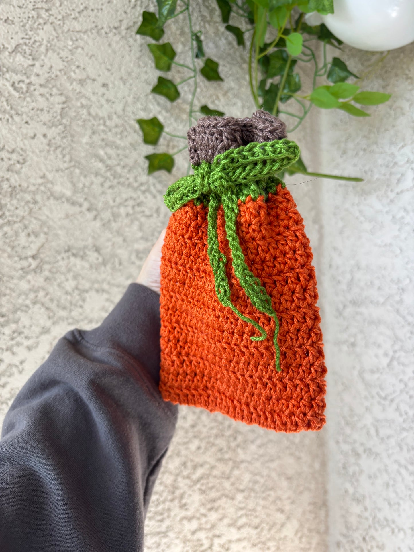 Pumpkin Drawstring Pouch - Crochet