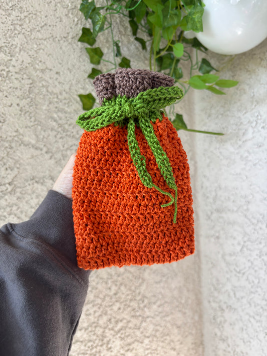 Pumpkin Drawstring Pouch - Crochet