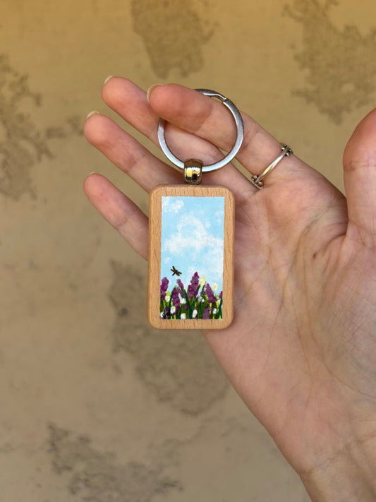 Wooden Keychain- Wildflowers