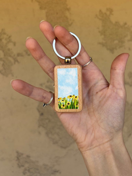 Wooden Keychain- Sunflowers